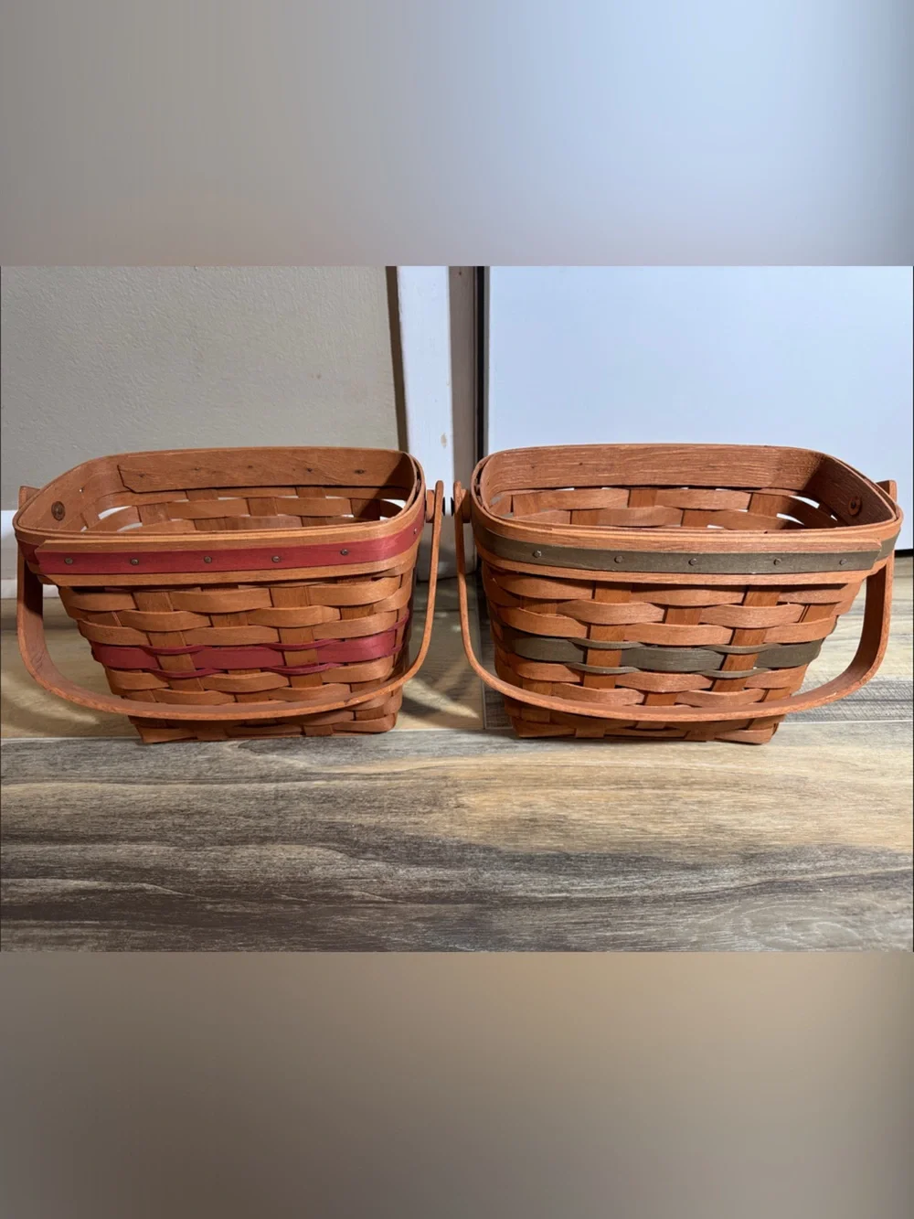 Vintage Longaberger 1989 Christmas Collection Holiday Memory Baskets: Set of 2